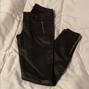BEBE FAKE LEATHER JEANS with zippers
